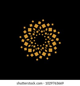 Abstract gold box shape - design element.