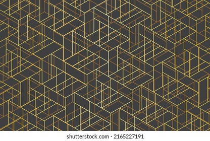 abstract gold brown polygon shape, geometric pattern texture background, triangle and hexagon, vector illustration, line art