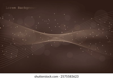 Abstract gold brown wave Geometrical Background Connection wave structure.  Connecting dots and lines.Big data visualization and Business.Premium background design with mocha mousse sound wave.Vector