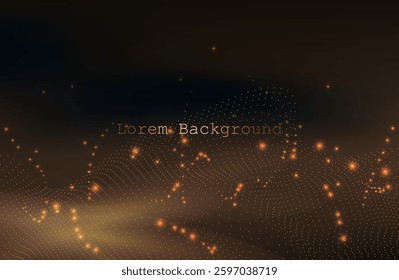 Abstract gold brown wave Geometrical Background Connection wave structure.  Connecting dots and lines.Big data visualization and Business.Premium background design with mocha mousse sound wave.Vector