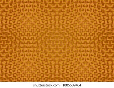 Abstract Gold Chinese Wave Pattern on Red Background.