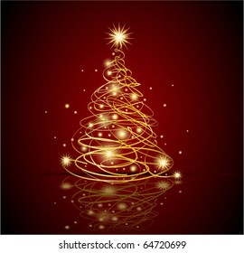 Abstract gold christmas tree, eps8