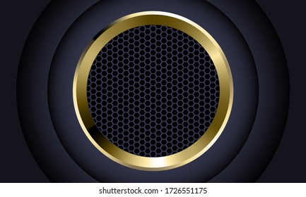 Resumen del círculo dorado oscuro diseño de malla hexagonal hexágono de lujo moderno ilustración futurista de fondo vectorial.