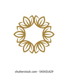 Abstract Gold Circle Flower Logo Template Illustration Design. Vector EPS 10.