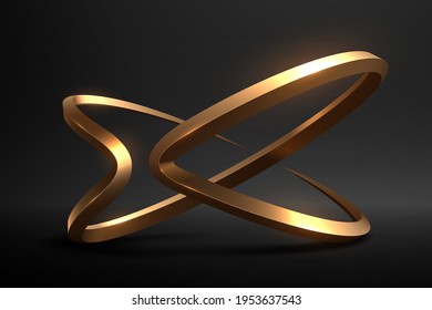 Abstract gold circle geometric element on black background