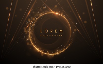 Abstract gold circle lines background with glow effect