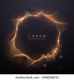 Abstract gold circle lines with glow effect