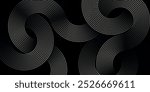 Abstract gold circle lines on dark background. Geometric stripe line art design. Modern luxury template. Suit for presentation, banner, cover, web, flyer, poster, brochure. Vector illustration