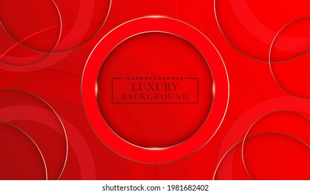 Abstract gold circle lines on red background.
