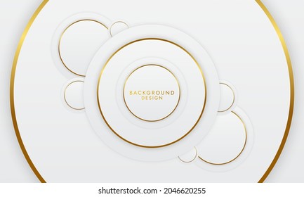 Abstract gold circle lines on white background. Vector graphic design of Banner Pattern background web template.