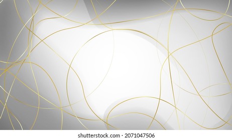 Abstract gold circle lines and lines on white background.Abstract white and gold circle background.Luxury and elegant overlap geometric shape texture elements. Trendy simple gradient circle design