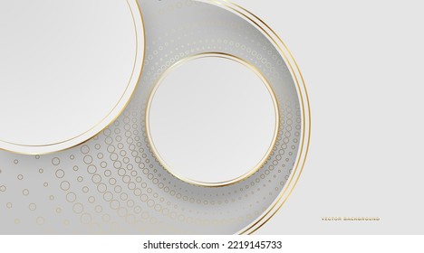 Abstract gold circle lines on white background. Vector.