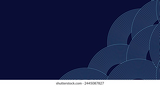 Abstract gold circle lines on dark background. Geometric stripe line art design. Modern luxury template. Suit for presentation, banner, cover, web