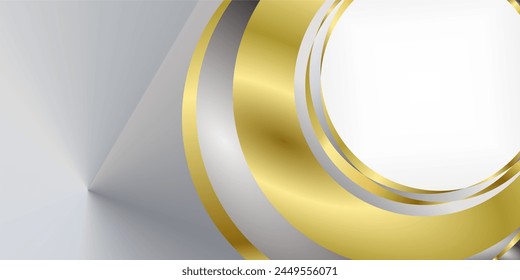 Abstract gold circle lines on white background
