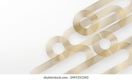 Abstrakte goldene Kreislinien auf weißem Hintergrund