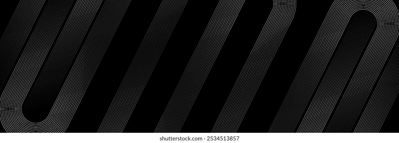 Abstract gold circle lines on dark background. Geometric stripe line art design.