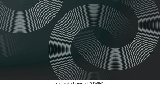 Abstrato linhas de círculo dourado no fundo escuro. Projeto de arte de linha de faixa geométrica. Modelo de luxo moderno. Terno para apresentação, banner, capa, web, folheto, cartaz. Ilustração vetorial