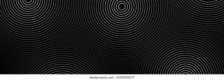Abstract gold circle lines on dark background. Geometric stripe line art design. Modern luxury template. Suit for presentation, banner, cover, web, flyer, poster, brochure. 
