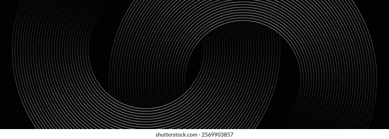 Abstract gold circle lines on dark background. Geometric stripe line art design. Modern luxury template.