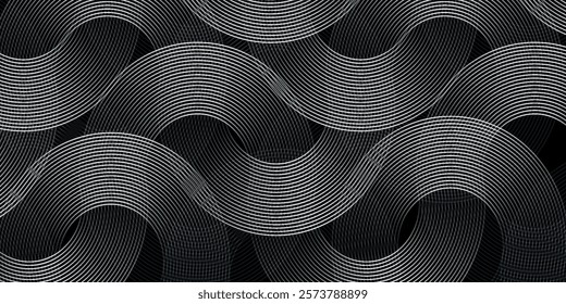 Abstract gold circle lines on dark background. Geometric stripe line art design. Vector