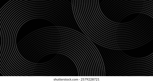 Abstract gold circle lines on dark background. Geometric stripe line art design. Modern luxury template. Suit for presentation, banner, cover, web, flyer, poster, brochure.