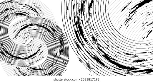 Abstract gold circle lines on dark background. Geometric stripe line art design. Vector illustration