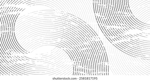 Abstract gold circle lines on dark background. Geometric stripe line art design. Vector illustration, eps10.