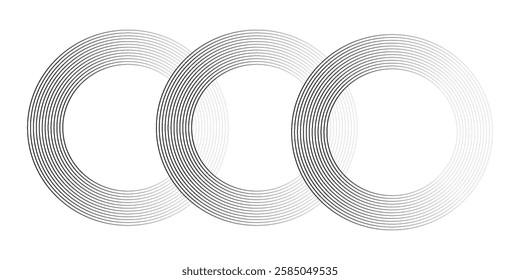 Abstract gold circle lines on dark background. Geometric stripe line art design. Vector illustration,