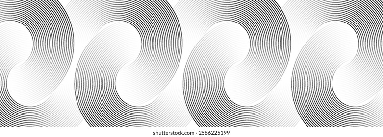 Abstract gold circle lines on dark background. Geometric stripe line art design. Vector illustration  modern