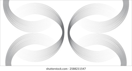 Abstract gold circle lines on dark background. Geometric stripe line art design.
