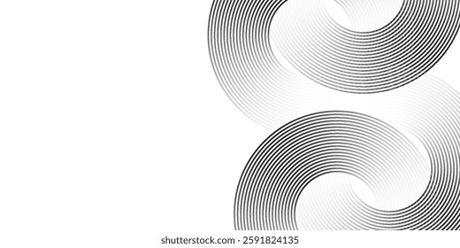 Abstract gold circle lines on dark background. Geometric stripe line art design. eps10.