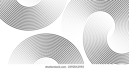 Abstract gold circle lines on dark background. Geometric stripe line art design.