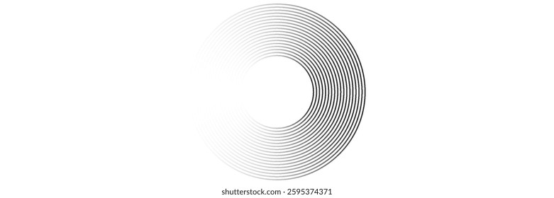 Abstract gold circle lines on dark background. Geometric stripe line art design.