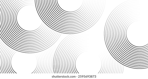 Abstract gold circle lines on dark background. Geometric stripe line art design.