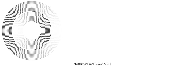 Abstract gold circle lines on dark background. Geometric stripe line art design.