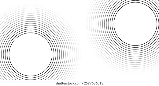Abstract gold circle lines on dark background. Geometric stripe line art design.