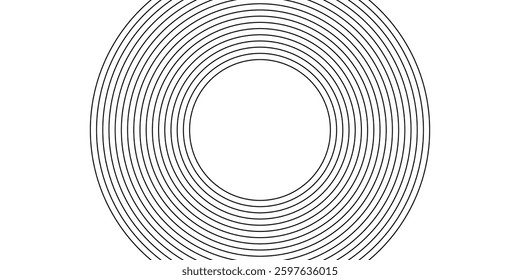 Abstract gold circle lines on dark background. Geometric stripe line art design.