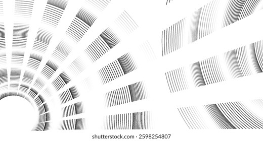 Abstract gold circle lines on dark background. Geometric stripe line art design. Vector illustration, eps10.	