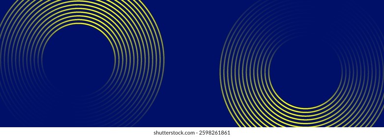Abstract gold circle lines on dark background. Geometric stripe line art design.