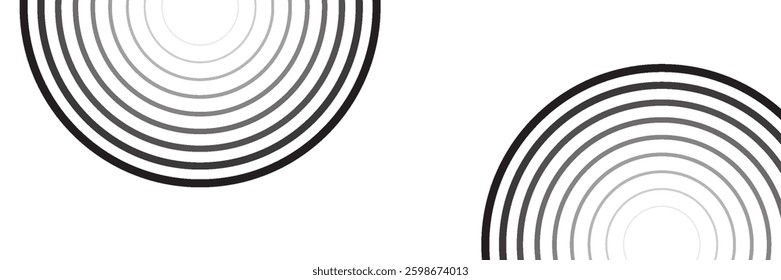 Abstract gold circle lines on dark background. Geometric stripe line art design.