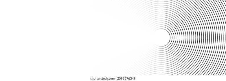 Abstract gold circle lines on dark background. Geometric stripe line art design.