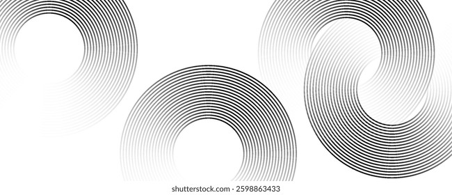 Abstract gold circle lines on dark background. Geometric stripe line art design. Vector illustration  eps10.
