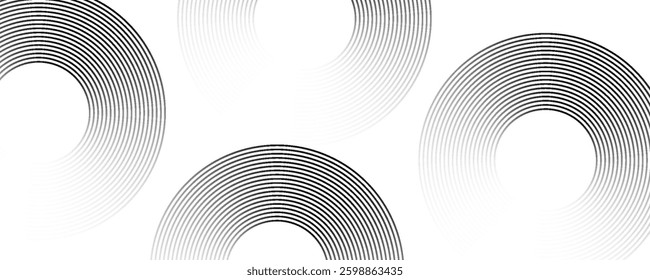 Abstract gold circle lines on dark background. Geometric stripe line art design. Vector illustration  eps10.