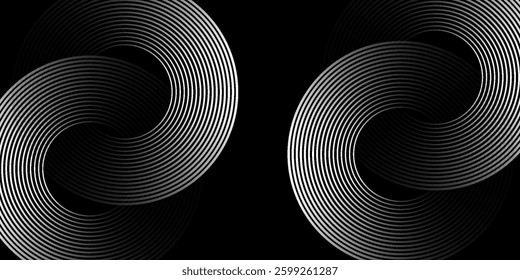 Abstract gold circle lines on dark background. Geometric stripe line art design