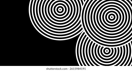 Abstract gold circle lines on dark background. Geometric stripe line art design.	