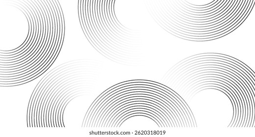 Abstract gold circle lines on dark background. Geometric stripe line art design.
