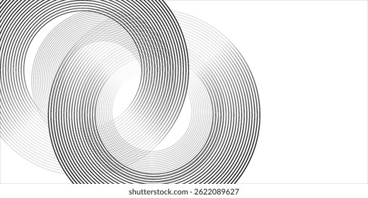 Abstrakte goldene Kreislinien auf dunklem Hintergrund. Geometrisches Streifenlinien-Kunstdesign. Vektorgrafik, eps10.
