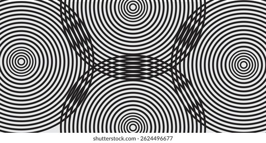 Abstract gold circle lines on dark background. Geometric stripe line art design. modern