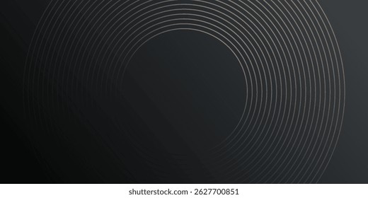 Abstract gold circle lines on dark background. Geometric stripe line art design. Modern luxury template. Suit for presentation, banner, cover, web, flyer, poster, brochure.