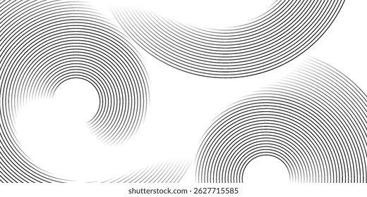 Abstractas líneas de círculo de oro sobre fondo oscuro. Diseño geométrico del arte de la línea de la raya.